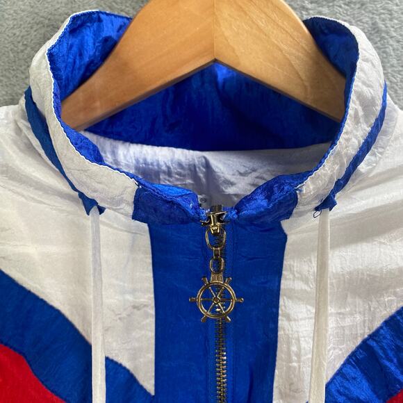 Vintage Track Jacket Small Zip Up Patriotic USA Nautical Coastal 80s - Picture 3 of 14